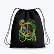 Hippie Flower And Bufterfly Hippie Accessorie Drawstring Backpack