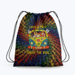 Bear Hippie Color Pattern Hippie Accessorie Drawstring Backpack