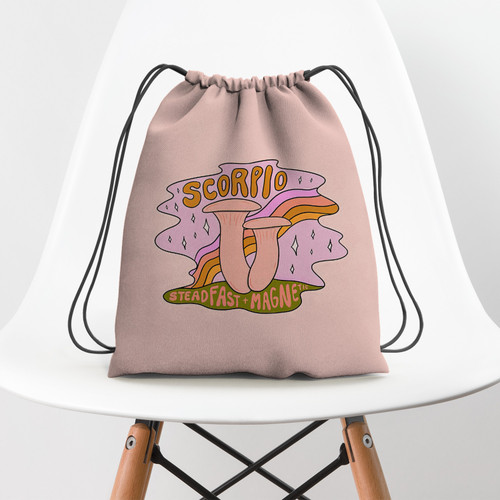 Scorpio Mushroom Hippie Accessorie Drawstring Backpack