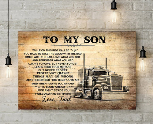 To My Son While On This Ride Called Life Love Dad Canvas Wall Art