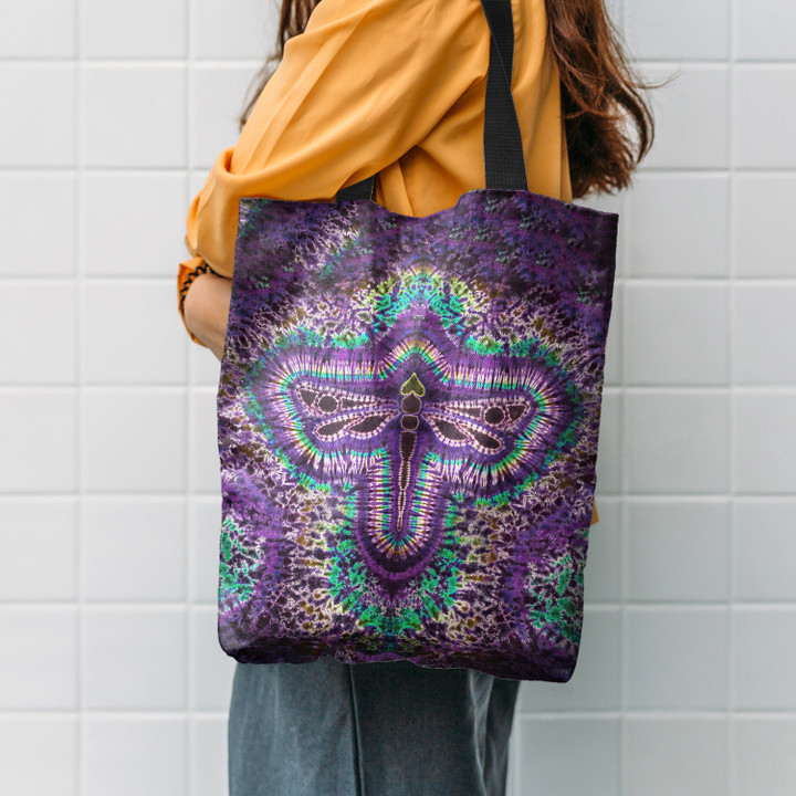 Love Hippie Bufterfly Pattern Purple Hippie Accessories Tote Bag