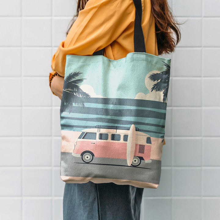 Surfer Graphic Beach Palm Hippie Accessories Tote Bag