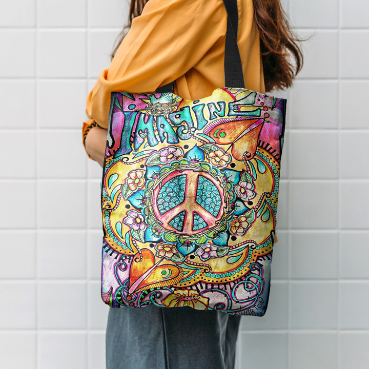 Imagin Hippie Flower Colorfun Hippie Accessories Tote Bag