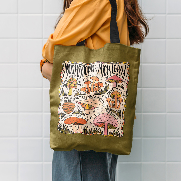Mushrooms of Michigan Hippie Accessories Tote Bag