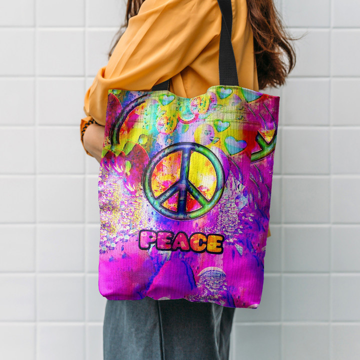 Peace Color Hippie Pattern Hippie Accessories Tote Bag