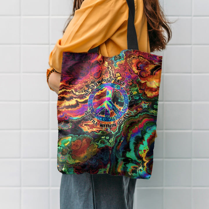 The Glow Hippie Peace Love Hippie Accessories Tote Bag