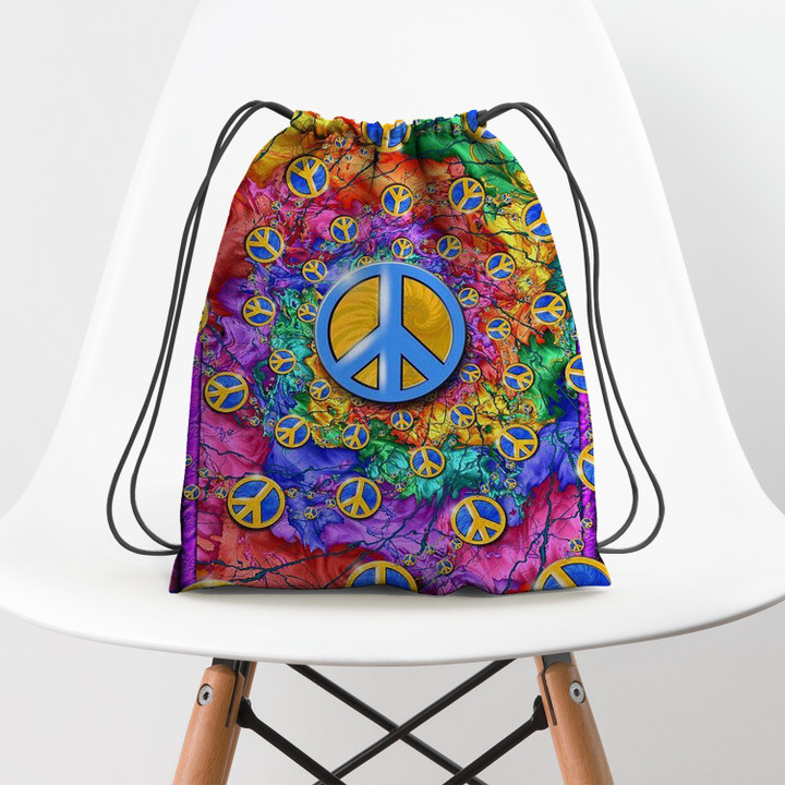 Hippie Pattern Trippy Hippie Accessorie Drawstring Backpack