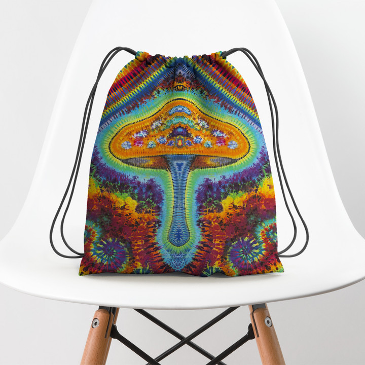 Mushroom Hippie Ty dye Color Hippie Accessorie Drawstring Backpack