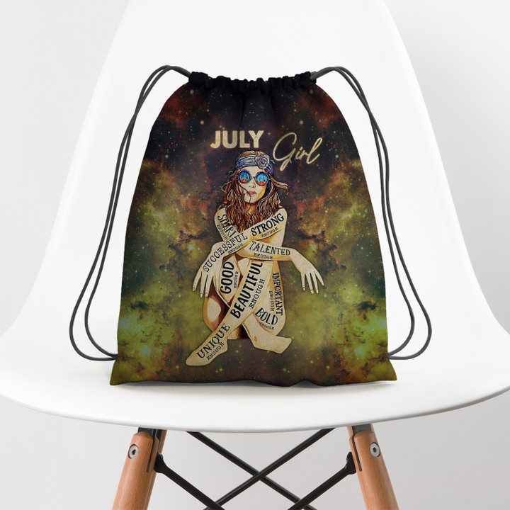 July Girl Hippe Beautiful Peace Love Hippie Accessorie Drawstring Backpack