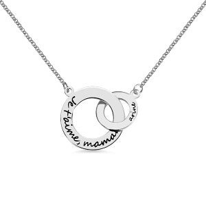 Engraved Interlocking Circle Necklace Sterling Silver
