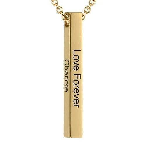 Engraved 4-sided Bar Name Necklace