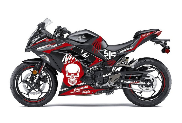 Kawasaki Ninja 300 2012-2019 Decals Graphics kit "Ghost Rider" Body And Rims