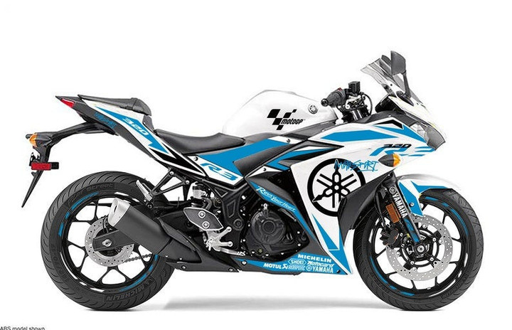 Yamaha R3 2015-2018 White Edition Graphic Decals Kit "Motosport"