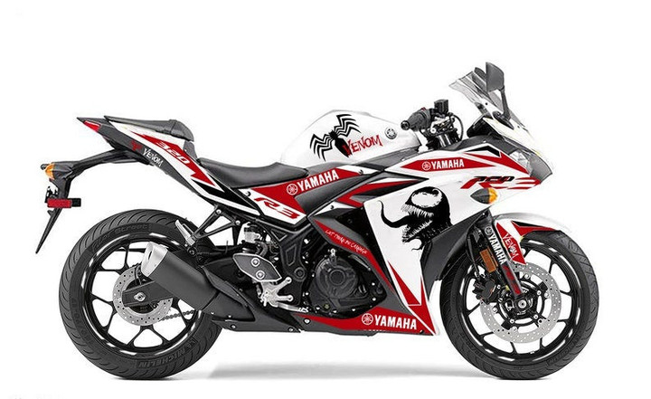 Yamaha R3 White 2015-2018 Graphic Decals Kit "Venom"