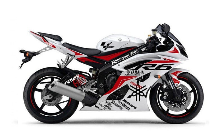 Full Graphic Vinyl Decals for Yamaha R6 White 2008-2016 Graphic kit "Motosport" Body And Rims