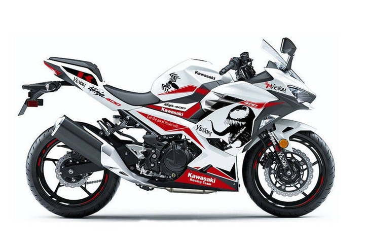 Kawasaki Ninja 400 White  (2017-2021) Graphics Kit " Venom"