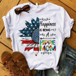 Happiness is being a hippie mom sunflower American flag unisex classic t shirt size XS-6XL