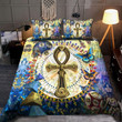 Third eye freemasonry pyramid butterfly Jesus duvet cover bedding set full size