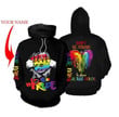 LGBT equality love is love pride dont be afraid to show true color dragon heart unisex hoodie 3D size S-5XL high quality