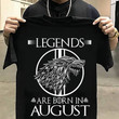 August viking are born in legends wolf game of thrones unisex t shirt black size XS-6XL high quality