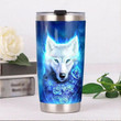 Wolf and rose flower tumbler all over print size 20oz-30oz
