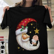 Abstract Santa Claus Xmas Half Moon Snoopy Charlie Brown Christmas T Shirt Hoodie Sweater  size S-5XL