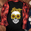 Skulls sunflower floral bandana ang eyes cute gift  T shirt hoodie sweater  size S-5XL