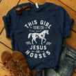 Horse animals this girl runs on jesus and horses T shirt hoodie sweater  size S-5XL