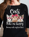 Cat lover cats make me happy humans make my head hurt T Shirt Hoodie Sweater  size S-5XL