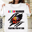 Autism Warrior Fighting For My Son American Flag Jigsaw Puzzle Skull T shirt hoodie sweater  size S-5XL