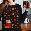 Cat And Leaf Autumn T shirt hoodie sweater  size S-5XL