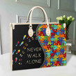Autism Never Walk Alone Leather Bag Handbag DV