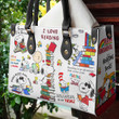 Snoopy Leather Bag I Love Reading