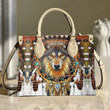 Native American Wolf Pattern Leather Bag Handbag TD6