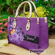 Butterfly Personalized Name Purple Butterfly Leather Bag Handbag DV