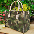 Classic Green Camouflage Creamy White Leather Bag Handbag DV
