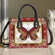 Butterfly Red Flowers Leather Bag Handbag TD6