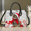 Christmas Theme Christmas Cat Leather Bag Handbag TD6
