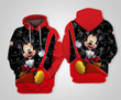 Disney Cartoon Fan Gift, Mickey Mouse Disney, Mickey Red and Black All Over Print Hoodie, Zip Hoodie