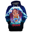Disney Cartoon Characters Fan Gift, Stitch and Moana Princess All Over Print Hoodie