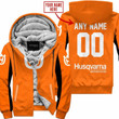 Custom Name Racing Husqvarna Orange V2 Fleece Zip Hoodie