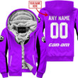 Custom Name Racing Can Am Purple V2 Fleece Zip Hoodie