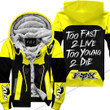 Too Fast To Live Too Young To Die Fleece Hoodie Fox Racing Yellow
