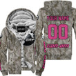 Us Army V2 Can Am Racing Custom Name Pink 1 Fleece Zip Hoodie