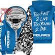 Too Fast To Live Too Young To Die Custom Name Polaris Blue Fleece Zip Hooodie