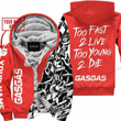 Too Fast To Live Too Young To Die Custom Name Gas Gas Red Fleece Zip Hooodie