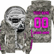 Us Army Can Am Racing Custom Name Pink Fleece Zip Hoodie