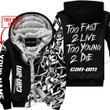 Too Fast To Live Too Young To Die Custom Name Can Am Black Fleece Zip Hooodie