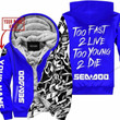 Too Fast To Live Too Young To Die Custom Name Sea Doo Blue Fleece Zip Hooodie