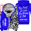Too Fast To Live Too Young To Die Custom Name Can Am Blue Fleece Zip Hooodie